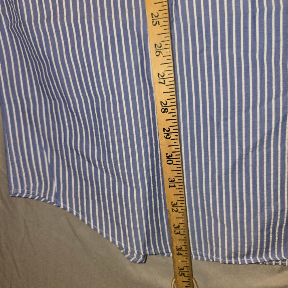 Ralph Lauren Button Down Shirt XLT Mens Blue Striped Seersucker SS Tall Pony - Picture 4 of 7